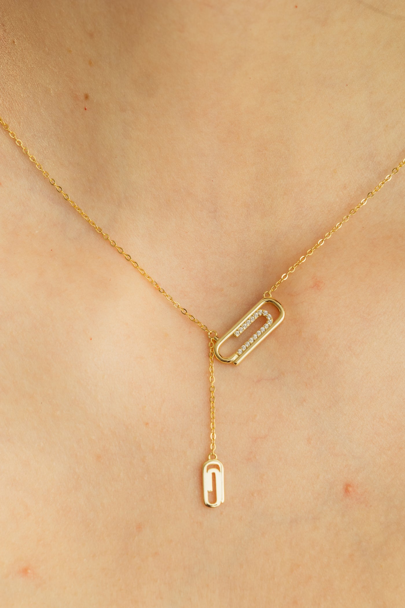 Jeweled Clip Gold Necklace