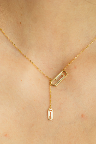 Jeweled Clip Gold Necklace