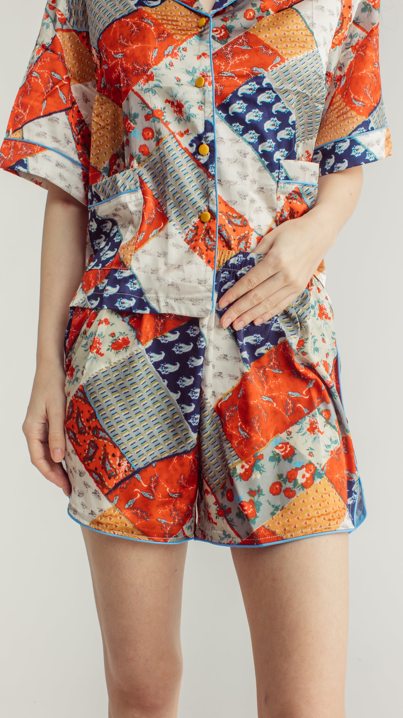 June Collection | Red Kimono Style Shorts Set